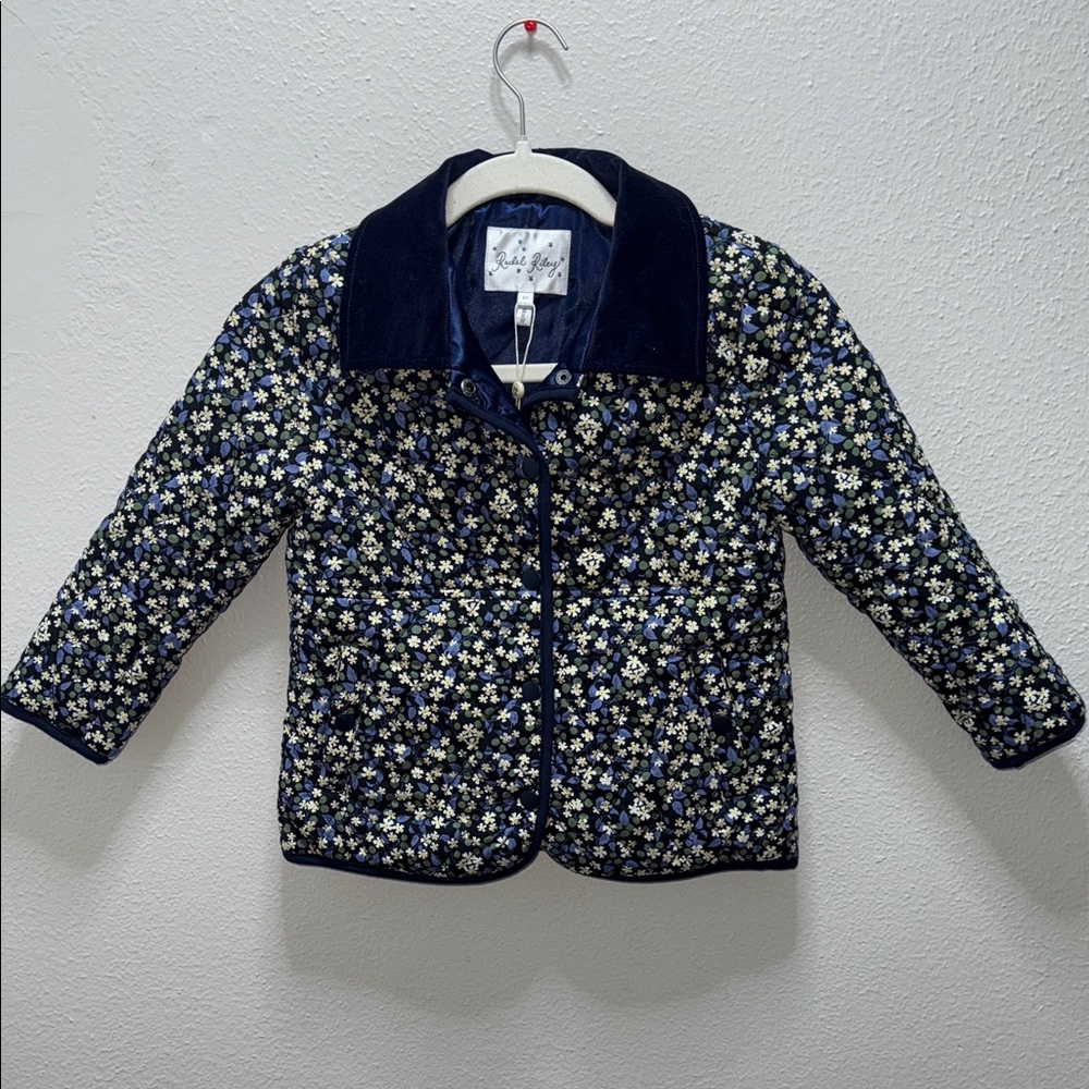 Rachel Riley Dark Blue Floral Puffer Jacket